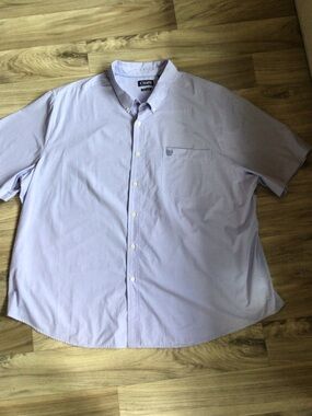 Chaps Mens Blue Short-Sleeve Button-Down Shirt